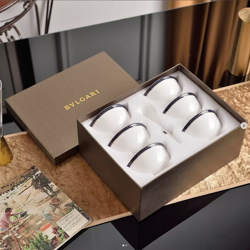 Bvlgari soup set of six bowls with spoons - Bvlgari Kitchen and Dining | Aleppo Gift UAE
